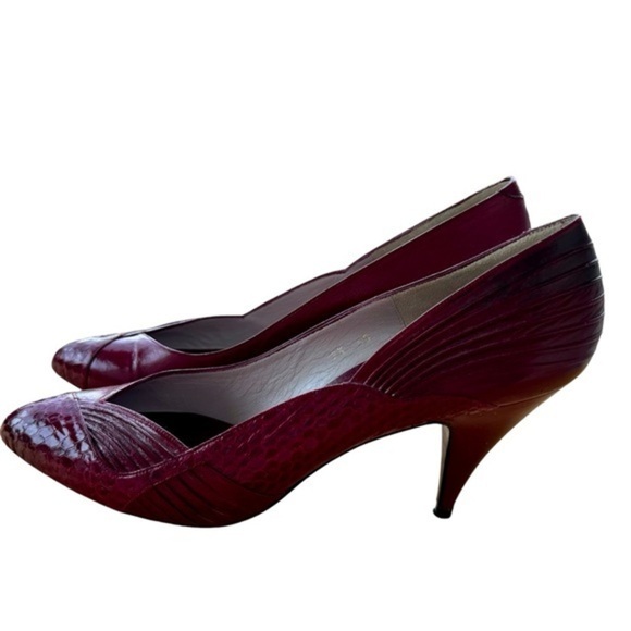 PRICE DROP 🔥🔥Vintage 1970's Evan Picone Maroon Pumps Snakeskin‎  | size 9.5 SS - Picture 11 of 11